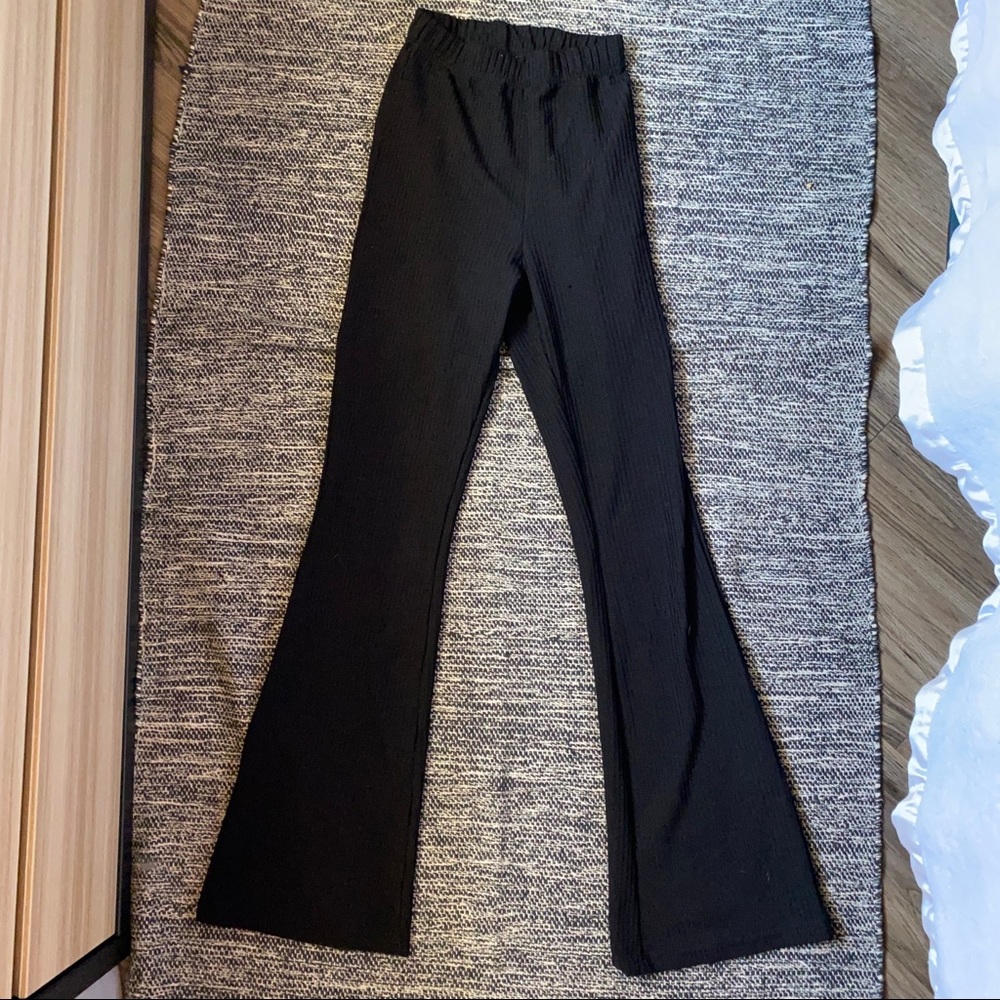 Flare ribbed leggings high waisted